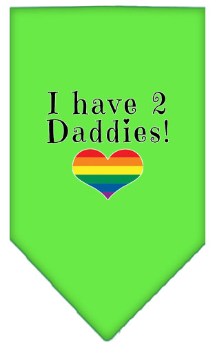 I Have 2 Daddies Screen Print Bandana Lime Green Large